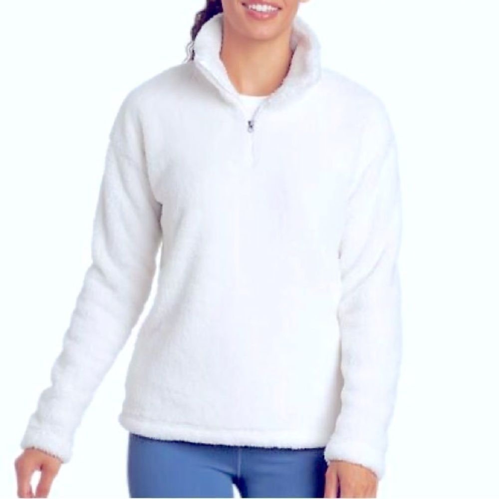 Eddie Bauer Women's Quest Plush 2.0 1/4-Zip Medium White/Snow New Condition‎